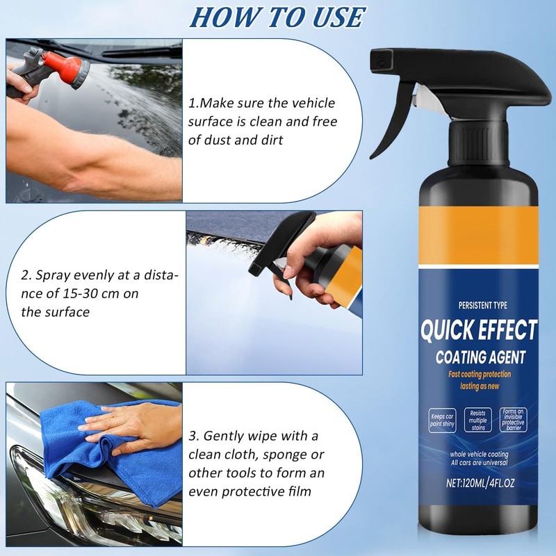 Car Quick Coating Spray, 2-Pack, Advanced Paint Protection, Vehicle Detailing