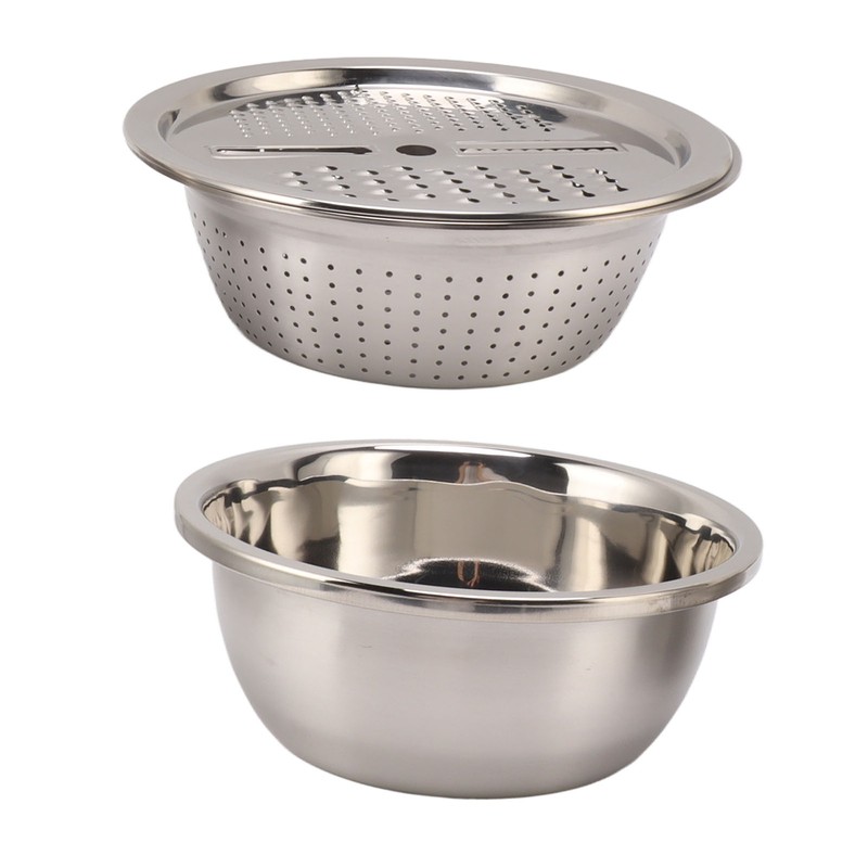 3pcs Stainless Steel Drain Basket Vegetable Cutter 3 in 1