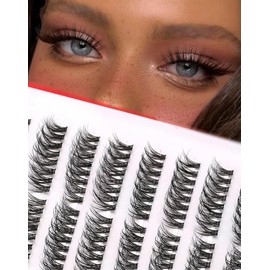 Natürliche Wimpern Cluster Wispy Lash Cluster Fluffige Clusters für Wimpernextensions Dünnes Band Volumen Individuelle Wimpern D Curl Wimpern Cluster 7 Paare
