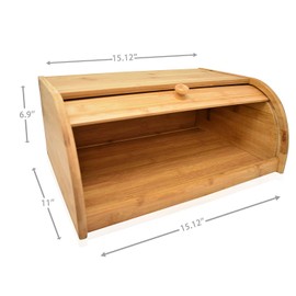 RoyalHouse Natural Bamboo Roll Top Bread Box Kitchen for Countertop Food Storage, Large, NO ASSEMBLY REQUIRED