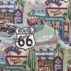 Futon Cover Only Full Size Fits 6 to 8 Inch Mattress Route 66 Hidden Zipper Tapestry (Full Size)