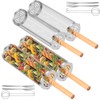 4 PCS Rolling Grill Basket, Nesting Grill Baskets with Wood
