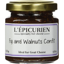 L'Epicurien - Fig and Walnut Confit French Jam | Non-GMO | Gluten-Free | All Natural, 4.4 Ounce Jar