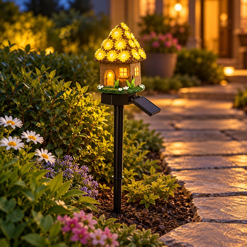 Solar Fairy House LED Garden Stake Lights, Automatic Outdoor Decorative