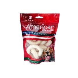 Pet Factory American Beefhide 3-3.5" Pretzels Dog Chew Treats - Natural Flavor, 4 Count/1 Pack