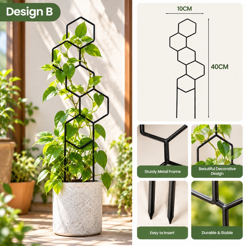Metal Plant Trellis for Climbing Plants – Decorative Garden Stake