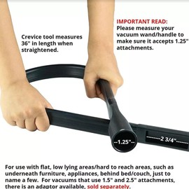 ALL PARTS ETC. 36-inch Flexible Flat Vacuum Crevice Under Refrigerator, Furniture and Appliances Cleaning Tool for any 1-1/4", 1-3/8"& 1-1/2" Vacuum Hose Attachments