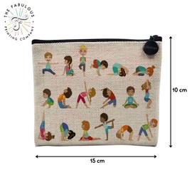 Tasche aus Leinen – Yoga für Kinder Asanas Hatha Yoga Meditation – Kosmetiktasche aus Leinen in Leinenoptik – Geldbörse – 15 x 10 cm, leinen, 15 x 10 cm, Kosmetiktasche