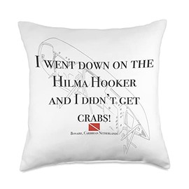 Scuba Dive Bonaire Hilma Hooker Hilma Hooker, Bonaire, Caribbean Netherlands Throw Pillow, 18x18, Multicolor