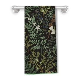 Kemingni Vintage Botanical Kitchen Towels, Dark Green Fern Leaf Herbs Dish Towels, Olive Hand Towels for Bathroom, Kitchen Decor, 16x24 Inches