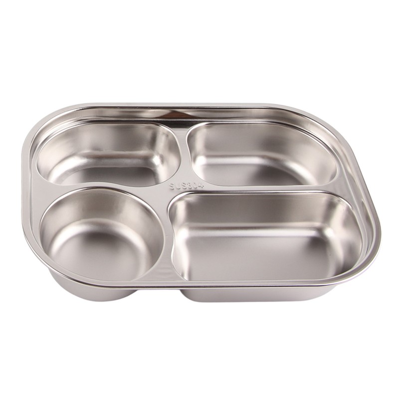 Stainless Steel Lunch Box Food Grade Safe 4 Compartments Portable
