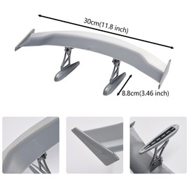 XhuangTech Mini Spoiler Car Rear Wing, Universal Car Tail Wing Rear Trunk Spoiler Wing Quick Install with Tools, ABS Mini Spoiler for Car Exterior Decor (Grey)