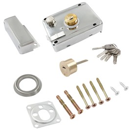 Litoexpe Door Lock Sets, Vertical Keyway Cylinder Deadbolt Rim Lock Set, Exterior Door Anti-Theft Door Locks, Right Opened