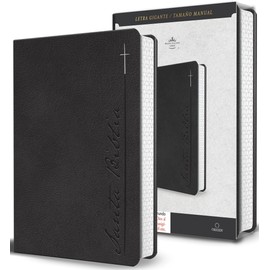 Biblia RVR 1960 Letra gigante, símil piel, gris (Edición cantos pintados) / Spanish Bible RVR 1960 Giant Print Handy Size Leathersoft Gray with cross (Spanish Edition)