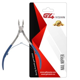 G4 Vision Professional Nail Cuticle Nippers Stainless Steel Salon Trimmer Precise Clippers Pedicure Manicure Art Blue (4 inch, Blue)