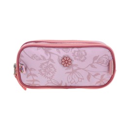 Chenson Lapicera Rosa Floral Sublimado 2 Compartimentos Cierre Cremallera 7 cm x 1 cm x 7 cm 3 Meses Garantía Moderno Bolígrafo