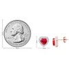 Heart Shape Simulated Ruby & White CZ Stud Earrings In