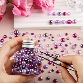Perlas de espalda plana de 100 g para manualidades, varios tamaños de abalorio de perlas redondas de diamantes de imitación para uñas, abalorio de cabujones de resina con espalda plana para decoración