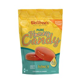 Wellbee's 100% Pure Honey Candy - No Additives - Healthy - Single Ingredient - Paleo Friendly And SCD Approved - Natural Cough Drop - 20 Pack