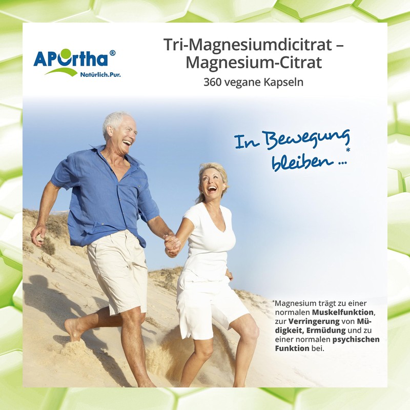 APOrtha® Magnesium Citrate - Tri-Magnesium Dicitrate 360 Capsules, 250 mg