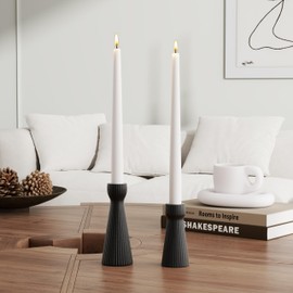 SCBLOOM Taper Candle Holders for Candlesticks Ceramic Candle Stick Candle Holder- Set of 2 Decorative Candle Stand for Wedding Decor,Dinner Party and Table Centerpieces,Housewarming Gift Black