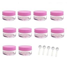 TRIXES 10 x 10ml Travel Pots with 5 Travel Spoons for Cosmetics Cream Makeup Balm Glitter