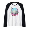 Beautiful vintage design of blue birds and flowers Raglan Baseball