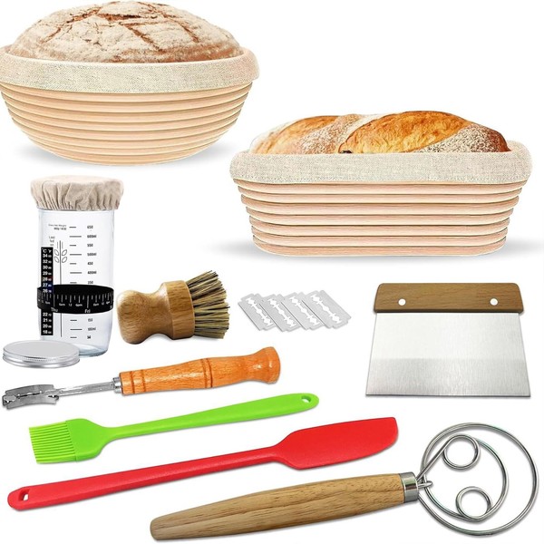 Yuehuam Sourdough Starter Kit, 9 Round & 10 Oval Banneton