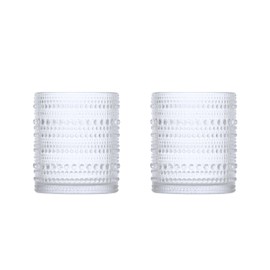 Fortessa Jupiter Hobnail Glass, 10 Ounce Double Old Fashioned (Set of 2), Clear