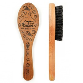 Menesia Pet Soft Brush with Wood Handle and Boar Bristle Hair Brush - Soft Cat and Dog Grooming Brush for Short Hair Cats and Small Dogs - Soft Bristles for Gentle Massage and Dandruff Removal (Cat)