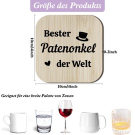 Bester Patenonkel Geschenk Fragen Vatertagsgeschenke Geschenk für Patenonkel Personalisiert Untersetzer Holz Weihnachten Lustige Männer Geschenke