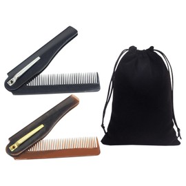 2 x folding comb, with 1 x velvet bag, fine tooth comb for men, portable hair comb, hair styling tools.