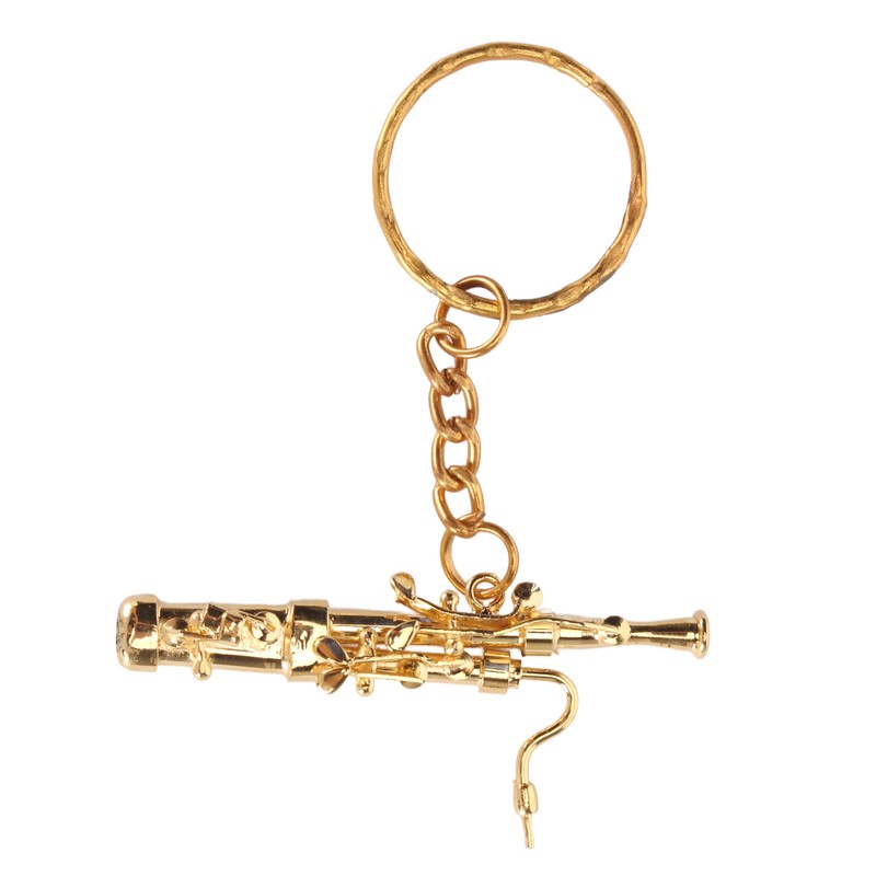 Mini Bassoon Shape Key Chain Adorable Brass Key Ring Pendant