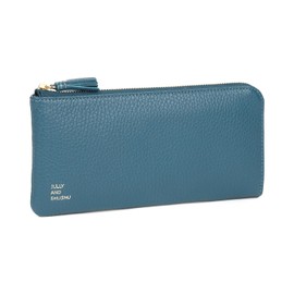 JULLY AND SHUSHU DR2-FL Long Wallet, L-Shaped Zipper, Women's, Genuine Leather, Present, Gift, Long Wallet, Long Wallet,, blue green