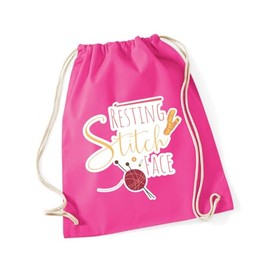 Hippowarehouse Resting Stitch Face Drawstring Cotton School Gym Bag 37cm x 46cm, 12 litres