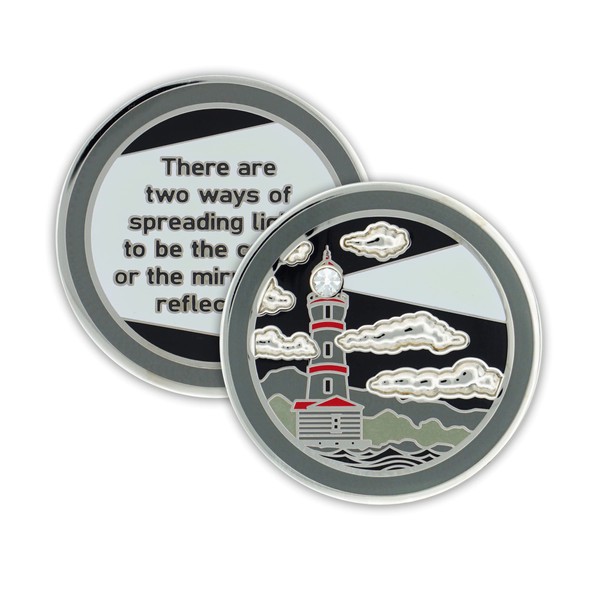 Lighthouse Sobriety Chip | Glow in the Dark Triplate AA Coin | Spreading Light Recovery Gift Medallion