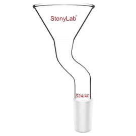 stonylab Powder Funnel with Offset Design, Borosilicate Glass with 24/40 Standard Joint, 75mm Top Diameter, Heavy Duty and Reusable for Laboratory, Research, and Teaching Applications
