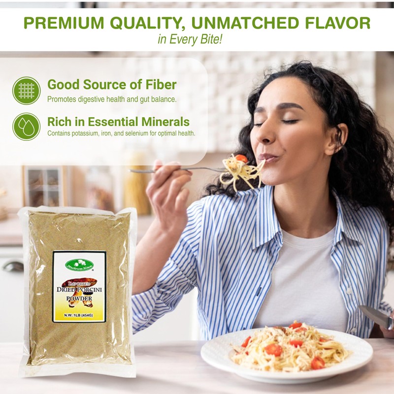 Mushroom House Dried Porcini Mushroom Powder, 1 lb - Wild-Harvested,