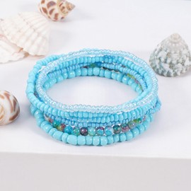 Ardorchid Bohemian Stackable Bead Bracelets for Women Boho Stretch Multilayered Bracelets Friendship Jewelry