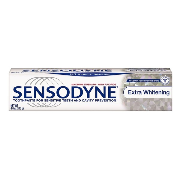 Sensodyne Extra Whitening Toothpaste for Sensitive Teeth & Cavity Prevention,