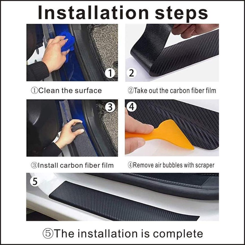 MAXDOOL 4Pcs Car Door Sill Protector Reflective 4D Carbon Fiber