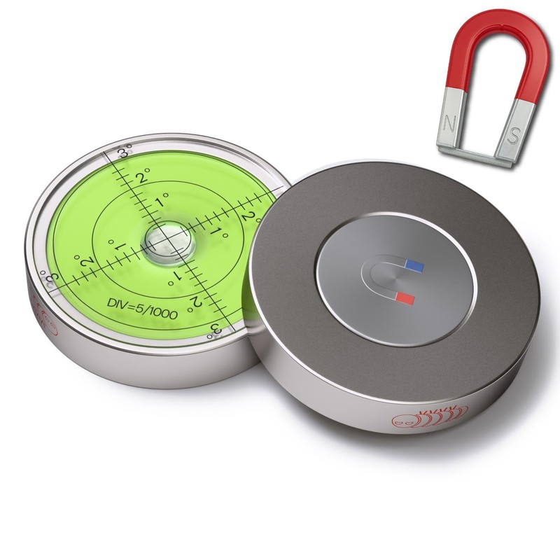 Magnetic Metal Large Spirit Bubble Level 60mm Diameter, (2 23/64