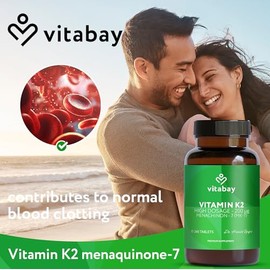 Vitabay Vitamin K2 MK-7 200 µg – 240 Vegan Tablets – Bones & Blood Clotting
