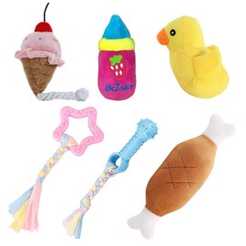 YBGGJO Dog Toy, Dog Rope Toy, Set of 6, Stuffed Toy, Sound, Toy, Pet Toy, Cute, Funny, Chewing, Toothpaste, Cotton, Lack of Exercise, Stress Relief, Durable, Suitable for Puppies, Small Dogs, Cats