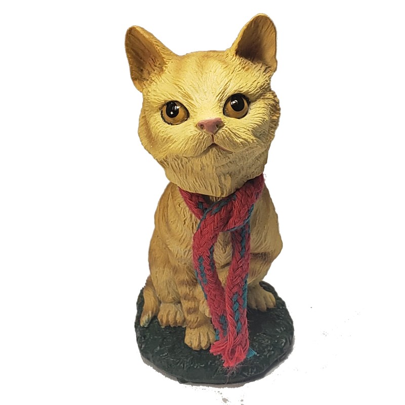 Animal Den Tabby Cat Bobblehead Figure Statue Gift for Car