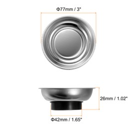 sourcing map Round Magnetic Tray 3" x 1" Stainless Steel Magnet Tool Tray Parts Holder for Socket Screw Nuts Bolts Pin Washers Metal Parts