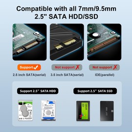 MAIWO External Hard Drive Enclosure for 7mm 9.5mm 2.5 inch SATA SSD/HDD, 5Gbps USB C to SATA Adapter Storage Case, 6TB Capacity
