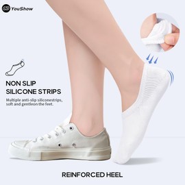 YouShow No Show Socks Men Cotton White Ankle Socks Women 6-8 Invisible Socks Men Trainer Socks for Women 4-7 Loafer Socks Cotton for Moisturising 10 Pairs
