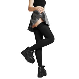 SOXXI Women's Long Thigh High Socks, Elastic Long, Deodorizing Treatment, Solid, Black, Made in Japan