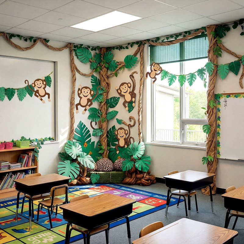 Ctosree 36 Pcs Jungle Party Decorations, Safari Rainforest Monkey Theme